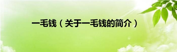 一毛钱（关于一毛钱的简介）
