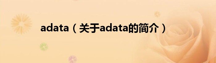 adata（关于adata的简介）