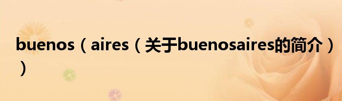 buenos（aires（关于buenosaires的简介））