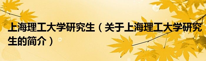上海理工大学研究生（关于上海理工大学研究生的简介）