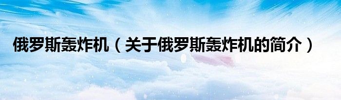 俄罗斯轰炸机（关于俄罗斯轰炸机的简介）