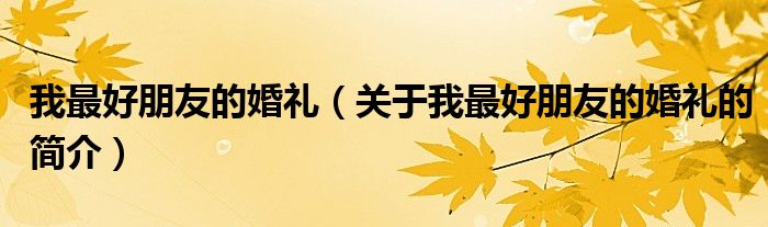 我最好朋友的婚礼（关于我最好朋友的婚礼的简介）