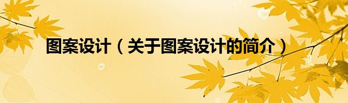 图案设计（关于图案设计的简介）