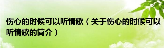 伤心的时候可以听情歌（关于伤心的时候可以听情歌的简介）