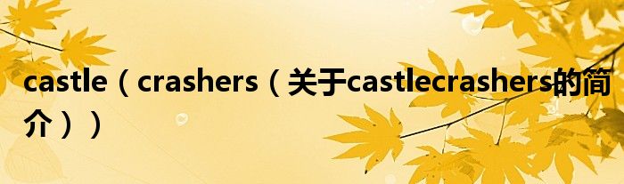 castle（crashers（关于castlecrashers的简介））