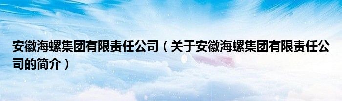 安徽海螺集团有限责任公司（关于安徽海螺集团有限责任公司的简介）