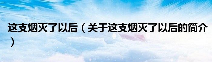 这支烟灭了以后（关于这支烟灭了以后的简介）