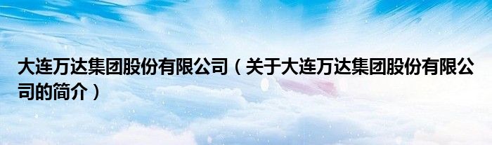大连万达集团股份有限公司（关于大连万达集团股份有限公司的简介）