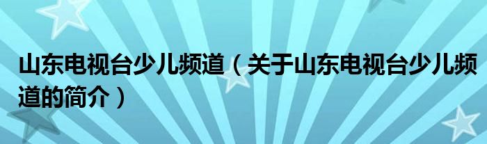 山东电视台少儿频道（关于山东电视台少儿频道的简介）