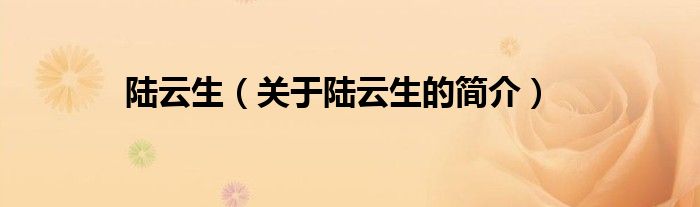 陆云生（关于陆云生的简介）