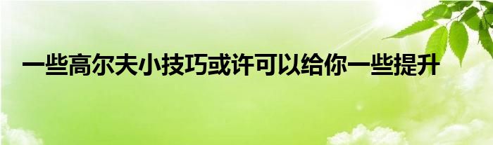 一些高尔夫小技巧或许可以给你一些提升 