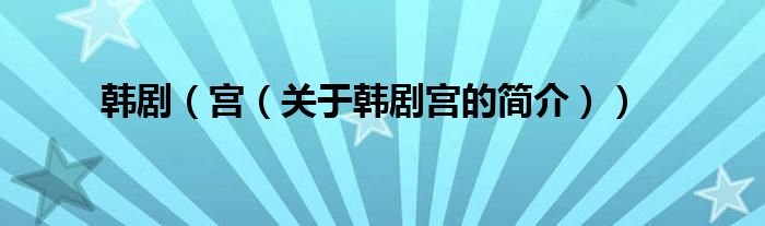 韩剧（宫（关于韩剧宫的简介））