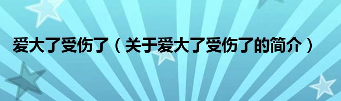 爱大了受伤了（关于爱大了受伤了的简介）