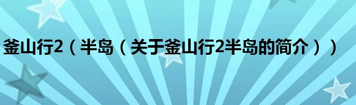 釜山行2（半岛（关于釜山行2半岛的简介））