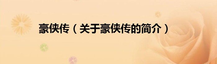 豪侠传（关于豪侠传的简介）