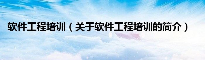 软件工程培训（关于软件工程培训的简介）