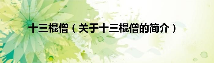 十三棍僧（关于十三棍僧的简介）