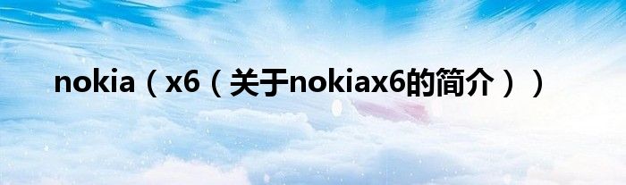 nokia（x6（关于nokiax6的简介））
