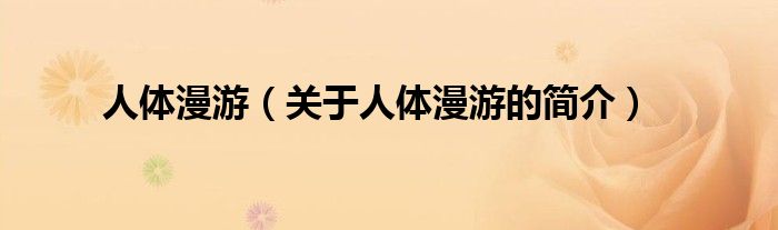 人体漫游（关于人体漫游的简介）