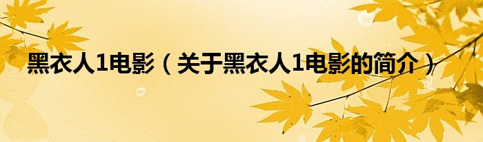 黑衣人1电影（关于黑衣人1电影的简介）