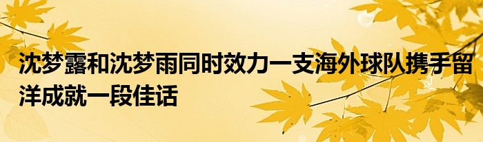 沈梦露和沈梦雨同时效力一支海外球队携手留洋成就一段佳话