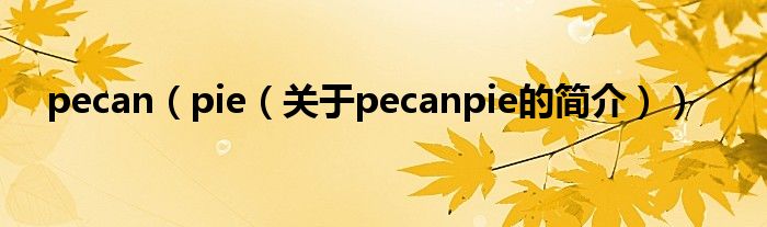 pecan（pie（关于pecanpie的简介））