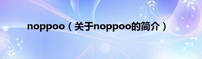 noppoo（关于noppoo的简介）