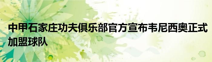 中甲石家庄功夫俱乐部官方宣布韦尼西奥正式加盟球队