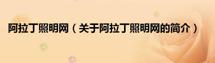 阿拉丁照明网（关于阿拉丁照明网的简介）