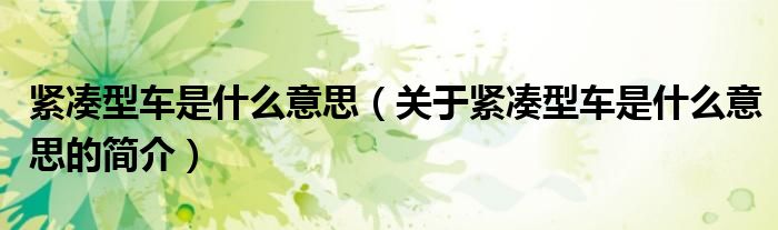 紧凑型车是什么意思（关于紧凑型车是什么意思的简介）