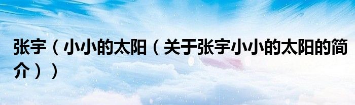 张宇（小小的太阳（关于张宇小小的太阳的简介））