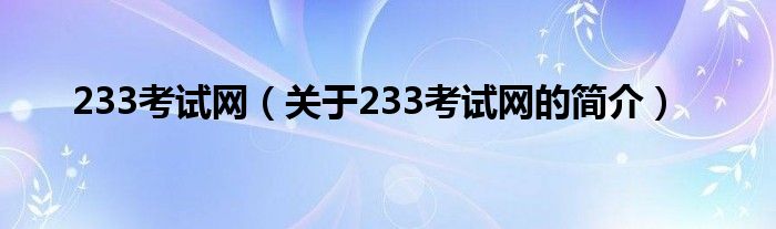 233考试网（关于233考试网的简介）