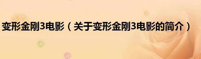 变形金刚3电影（关于变形金刚3电影的简介）
