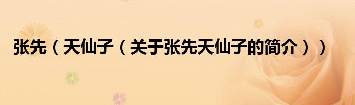 张先（天仙子（关于张先天仙子的简介））