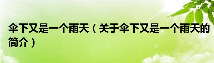 伞下又是一个雨天（关于伞下又是一个雨天的简介）