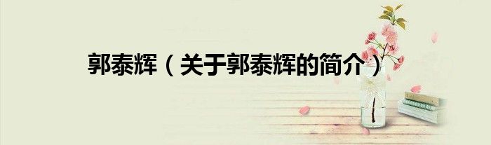 郭泰辉（关于郭泰辉的简介）