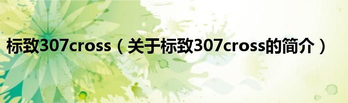 标致307cross（关于标致307cross的简介）