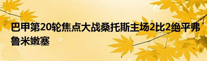 巴甲第20轮焦点大战桑托斯主场2比2绝平弗鲁米嫩塞