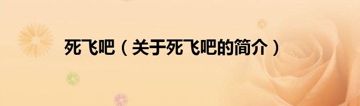 死飞吧（关于死飞吧的简介）