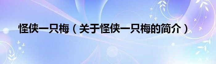 怪侠一只梅（关于怪侠一只梅的简介）