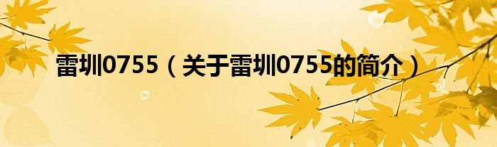 雷圳0755（关于雷圳0755的简介）