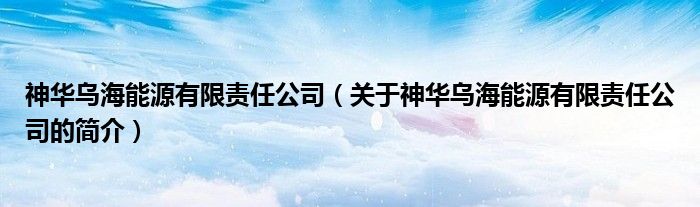 神华乌海能源有限责任公司（关于神华乌海能源有限责任公司的简介）