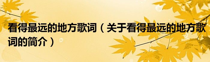 看得最远的地方歌词（关于看得最远的地方歌词的简介）