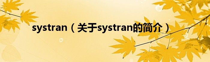systran（关于systran的简介）