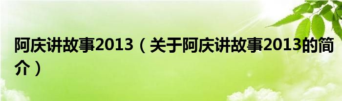 阿庆讲故事2013（关于阿庆讲故事2013的简介）