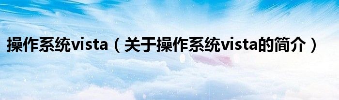 操作系统vista（关于操作系统vista的简介）