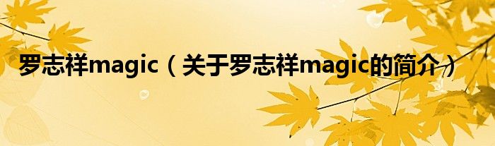 罗志祥magic（关于罗志祥magic的简介）