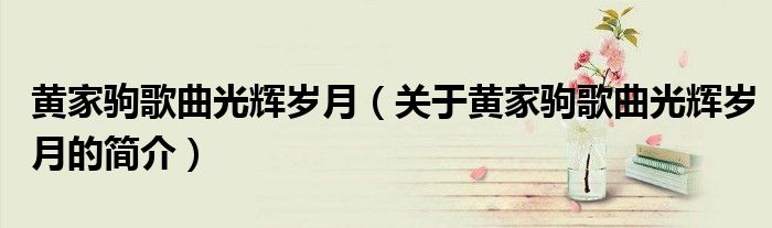 黄家驹歌曲光辉岁月（关于黄家驹歌曲光辉岁月的简介）