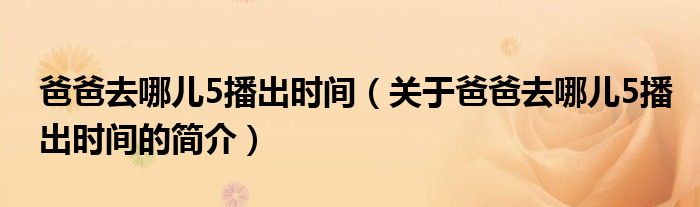 爸爸去哪儿5播出时间（关于爸爸去哪儿5播出时间的简介）