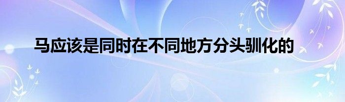 马应该是同时在不同地方分头驯化的